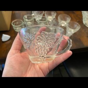 Complete glass punch bowl set